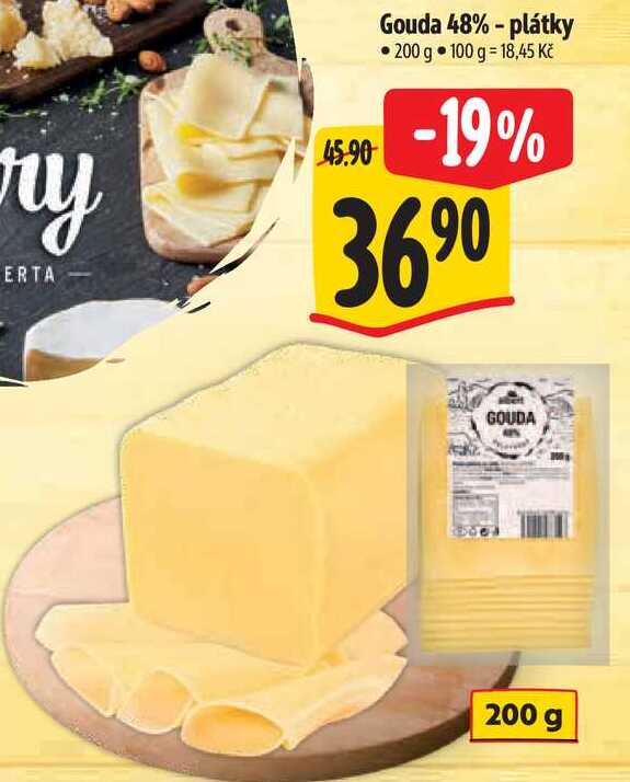 Gouda 48% - plátky, 200 g 