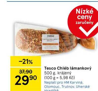 Tesco Chléb lámankový, 500 g, krájený 