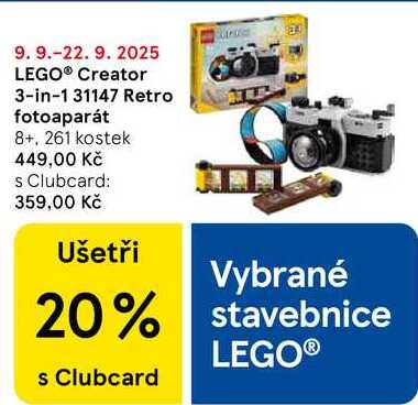 LEGO® Creator 3-in-1 31147 Retro fotoaparát 8+, 261 kostek  