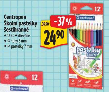 Centropen Školní pastelky šestihranné, 12 ks 