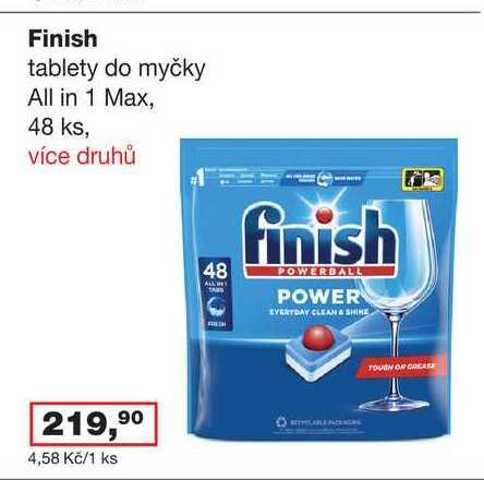 Finish tablety do myčky All in 1 Max, 48 ks, více druhů 