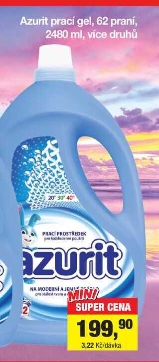 Azurit prací gel, 62 praní, 2480 ml, více druhů 