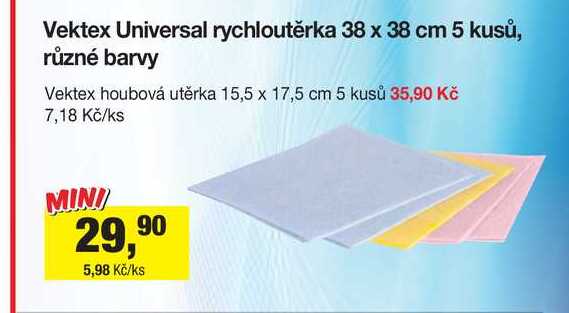 Vektex Universal rychloutěrka 38 x 38 cm 5 kusů, různé barvy 