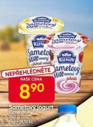 KUNÍN Sametový jogurt různé druhy 150 g