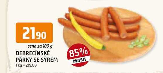 DEBRECÍNSKÉ PÁRKY SE SÝREM 100g