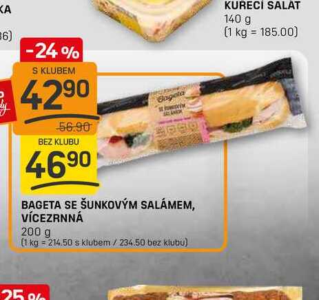 BAGETA SE ŠUNKOVÝM SALÁMEM, VÍCEZRNNÁ 200 g