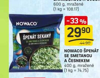 NOWACO ŠPENÁT SE SMETANOU A ČESNEKEM 400 g