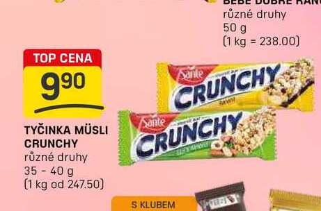 TYČINKA MÜSLI CRUNCHY různé druhy 35-40 g