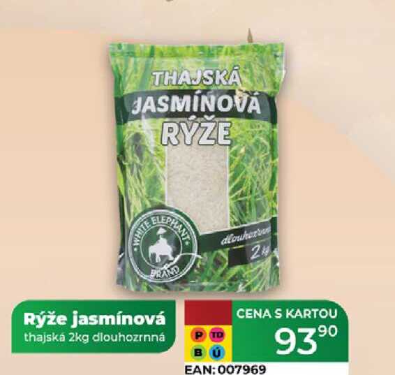 Rýže jasmínová thajská 2kg dlouhozrnná  