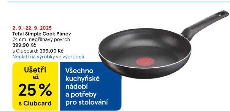 Tefal Simple Cook Pánev 24 cm, nepřilnavý povrch 