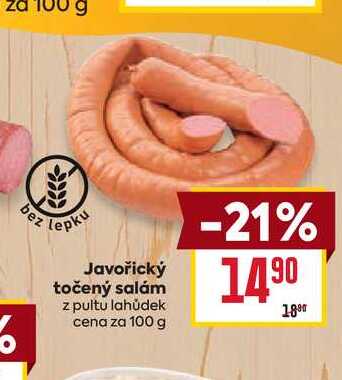 Javořický točený salám z pultu lahůdek cena za 100 g