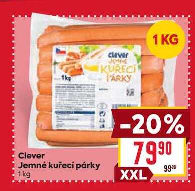 Clever Jemné kuřecí párky 1kg 