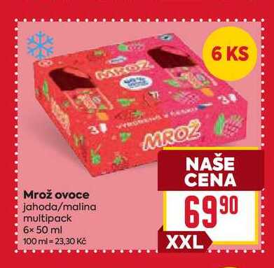Mrož ovoce jahoda/malina multipack 6x 50 ml 