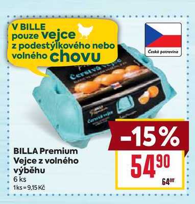 BILLA Premium Vejce z volného výběhu 6 ks 