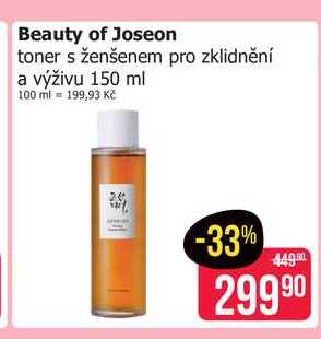Beauty of Joseon toner s ženšenem pro zklidnění a výživu 150 ml 