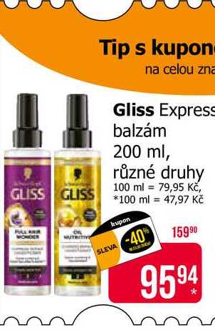 Gliss Express balzám 200 ml, různé druhy 