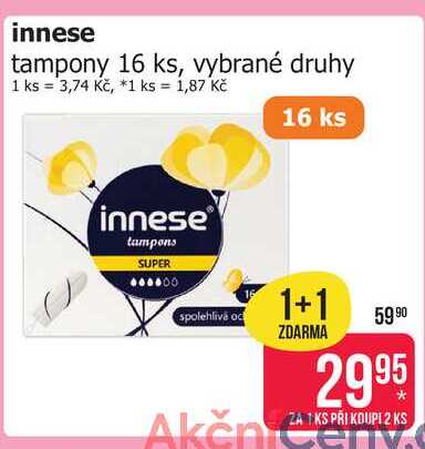 innese tampony 16 ks, vybrané druhy 