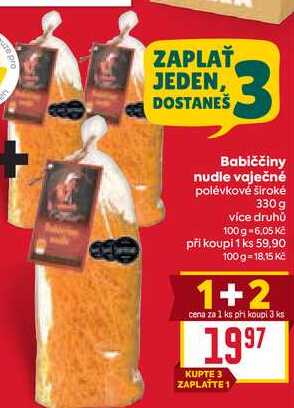Babiččiny nudle vaječné polévkové široké 330 g 