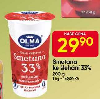OLMA Smetana 33% ke šlehání 200 g