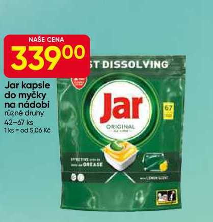 Jar kapsle do myčky na nádobí různé druhy 42-67 ks 