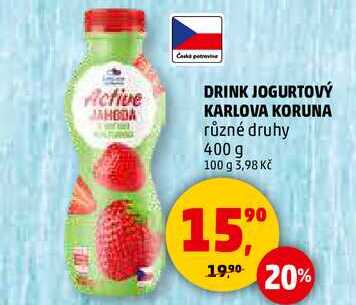 DRINK JOGURTOVÝ KARLOVA KORUNA různé druhy, 400 g 
