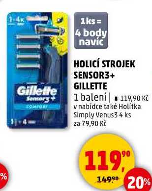 HOLICÍ STROJEK SENSOR3+ GILLETTE, 1 balení