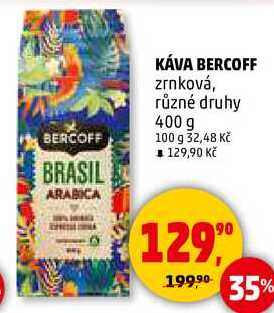 KÁVA BERCOFF zrnková, různé druhy, 400 g  