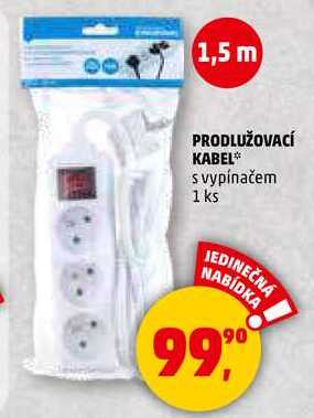 PRODLUŽOVACÍ KABEL s vypínačem, 1 ks 