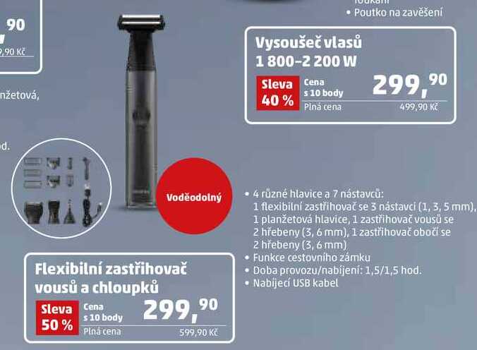Flexibilní zastřihovač vousů a chloupků 