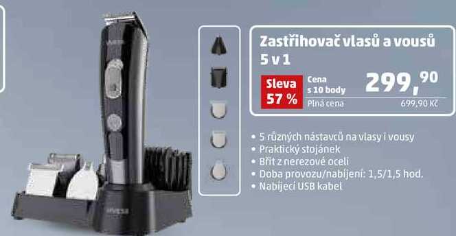 Zastřihovač vlasů a vousů 5v1 