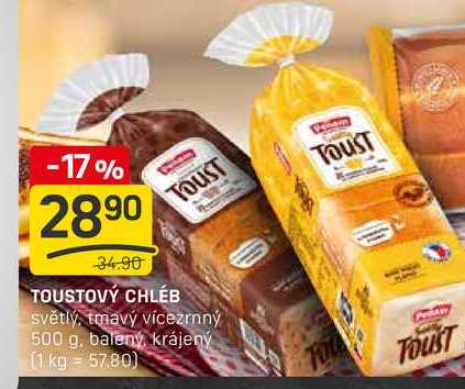 TOUSTOVÝ CHLÉB světlý, tmavý vícezrnný 500 g 