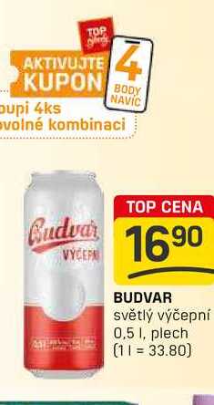 BUDVAR světlý výčepní 0,5 1, plech 