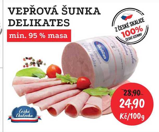 VEPŘOVÁ ŠUNKA DELIKATES min. 95% masa 100g 