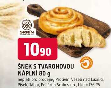 ŠNEK S TVAROHOVOU NÁPLNÍ 80 g 