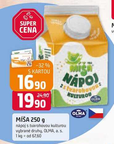 OLMA MÍŠA 250 g nápoj s tvarohovou kulturou vybrané druhy