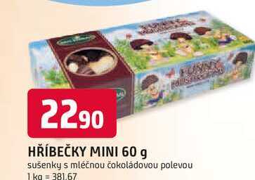 HŘÍBEČKY MINI 60 g sušenky s mléčnou čokoládovou polevou v akci