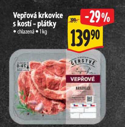 Vepřová krkovice s kostí - plátky 1 kg