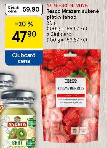 Tesco Mrazem sušené plátky jahod, 30 g 