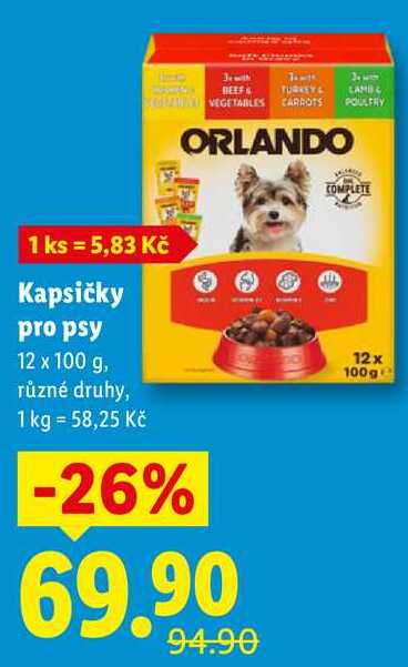 Kapsičky pro psy, 12x 100 g