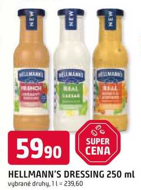 Hellmann's dressing 250 ml, vybrané druhy