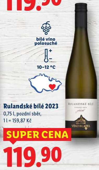 Rulandské bílé 2023, 0,75 l