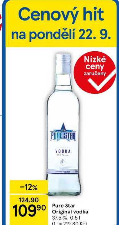 Pure Star Original vodka 37.5 %, 0.5 l