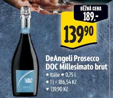   DeAngeli Prosecco DOC Millesimato brut  0,75 l