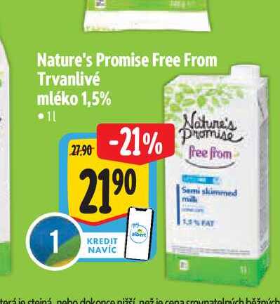 Nature's Promise Free From Trvanlivé mléko 1,5%  1 l