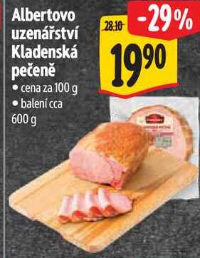 Albertovo uzenářství Kladenská pečeně, cena za 100 g 
