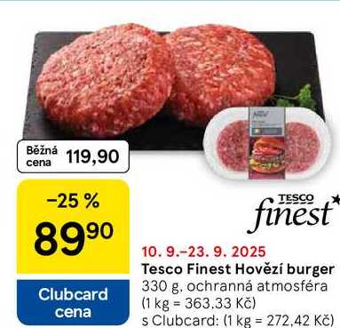Tesco Finest Hovězí burger, 330 g 
