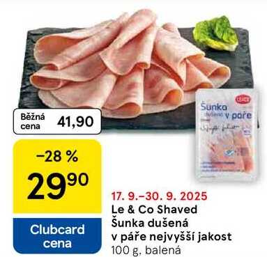 Le & Co Shaved Šunka dušená v páře nejvyšší jakost, 100 g