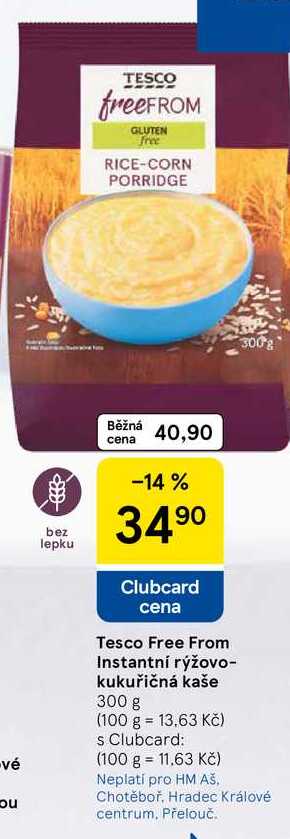 Tesco Free From Instantní rýžovo- kukuřičná kaše, 300 g 