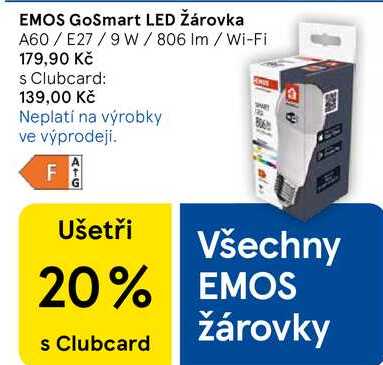 EMOS GoSmart LED žárovka A60/E27/9W/806 Im / Wi-Fi 