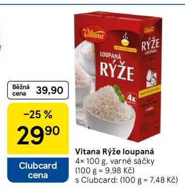 Vitana Rýže loupaná, 4× 100 g 